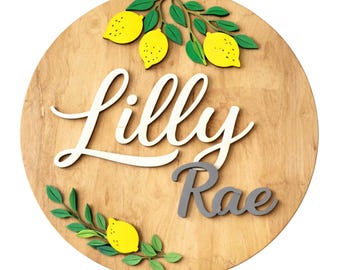 Custom wood nursery name sign, personalized baby room decor handmade