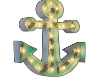 Large metal lighted anchor marquee sign