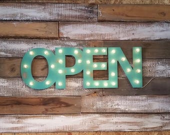 Marquee sign open sign, love, bar metal marquee letters .. business studio boutique opening wedding gift anniversary vendor restaurant