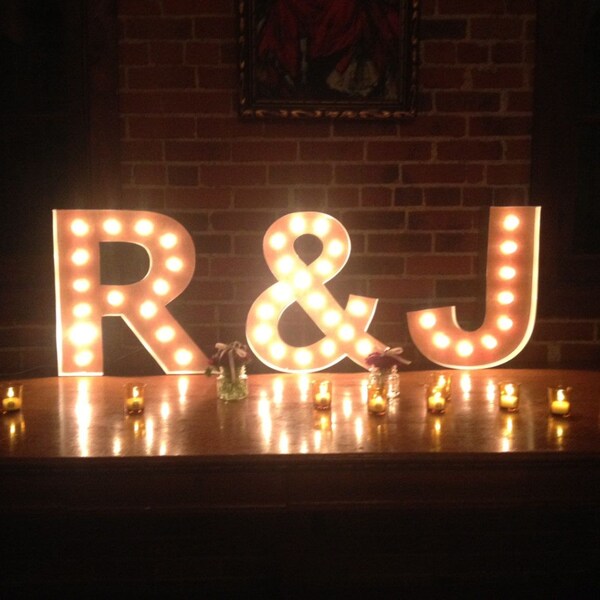 BIG SALE 3pc Set Metal Letter Marquee Old Vintage Inspired...….Numbers Wedding Birthday Party