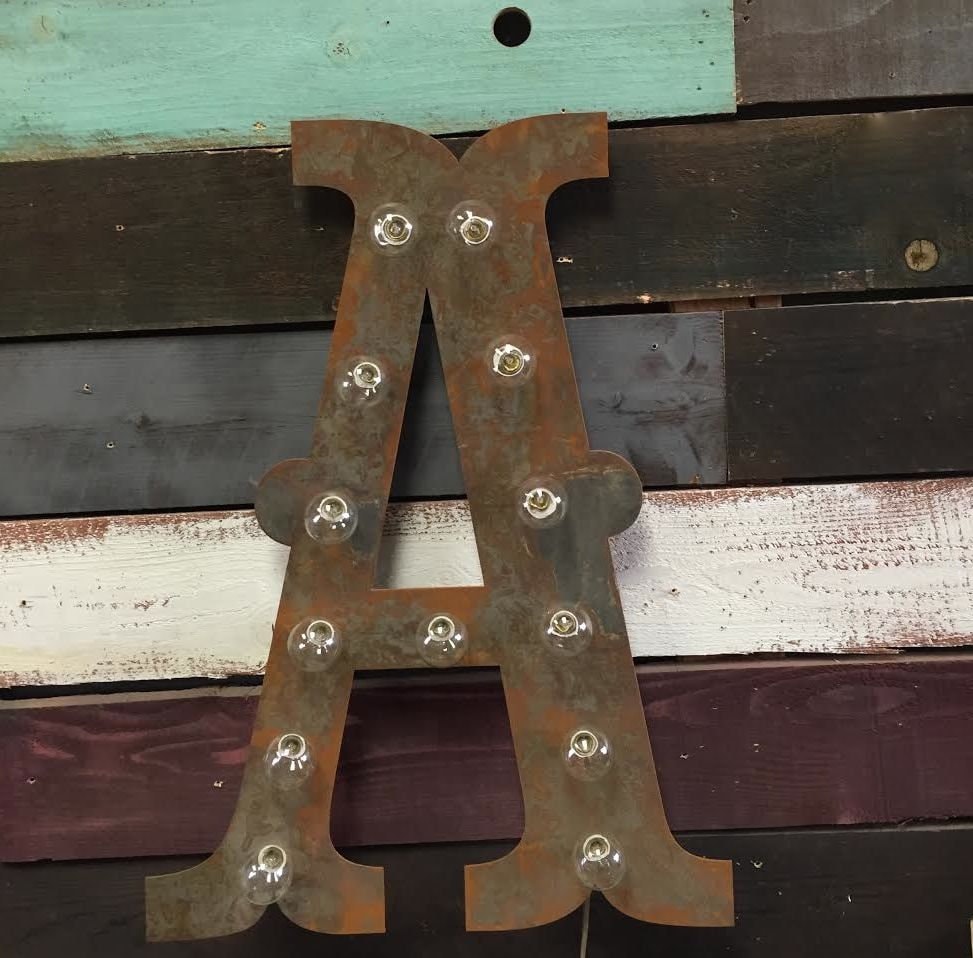 Metal Letter LARGE Old Vintage Style Marquee Letters Flat Metal Steel