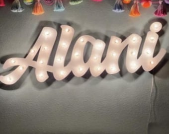 Marquee sign wood letters name personalized lighted marquee sign name... kids room personalized wedding gift anniversary marquee