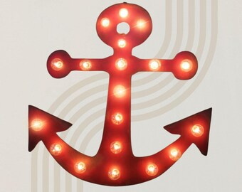 24" large wood anchor vintage marquee lighted wood