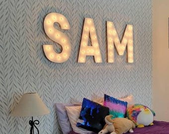 Vintage inspired marquee letter - lighted maple wood sign
