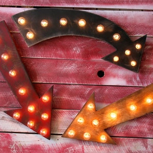 Lighted Wood Arrow Marquee Sign... Bar Business Wedding Gift Home Decor Open Directions image 1