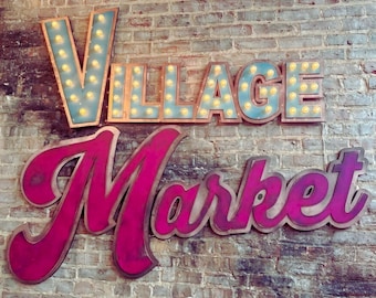 Custom Wooden Layered Sign with 3D text Lights Marquee ~Wedding Sign, Small Business Sign, Nursery, Vendor's Booth Painted Wood Sign