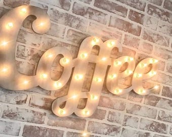 Marquee sign wood letters name personalized lighted marquee sign name... kids room personalized wedding gift anniversary marquee coffee