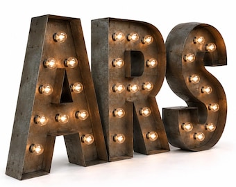 24" Steel Marquee Letter, Light Up Alphabet Sign, Vintage Industrial Decor