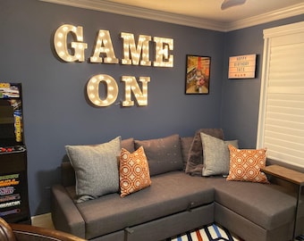 Marquee sign 18" 4pc marquee letters custom personalized metal.........play love wedding business engagement bar home eat