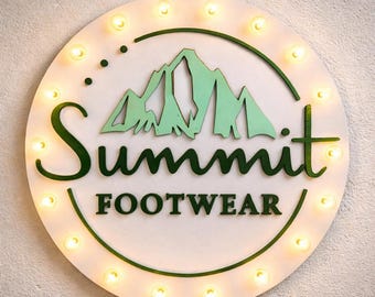 Custom Wood Logo Sign with Lights | 3D Laser Cut Illuminated Wall Art