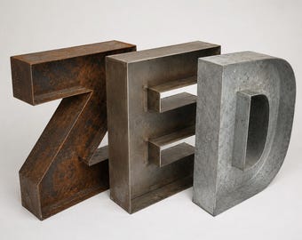 24" Handcrafted Steel Channel Letter, Industrial Rustic Sign, Cork Holder, Succulent Planter (No Lights)