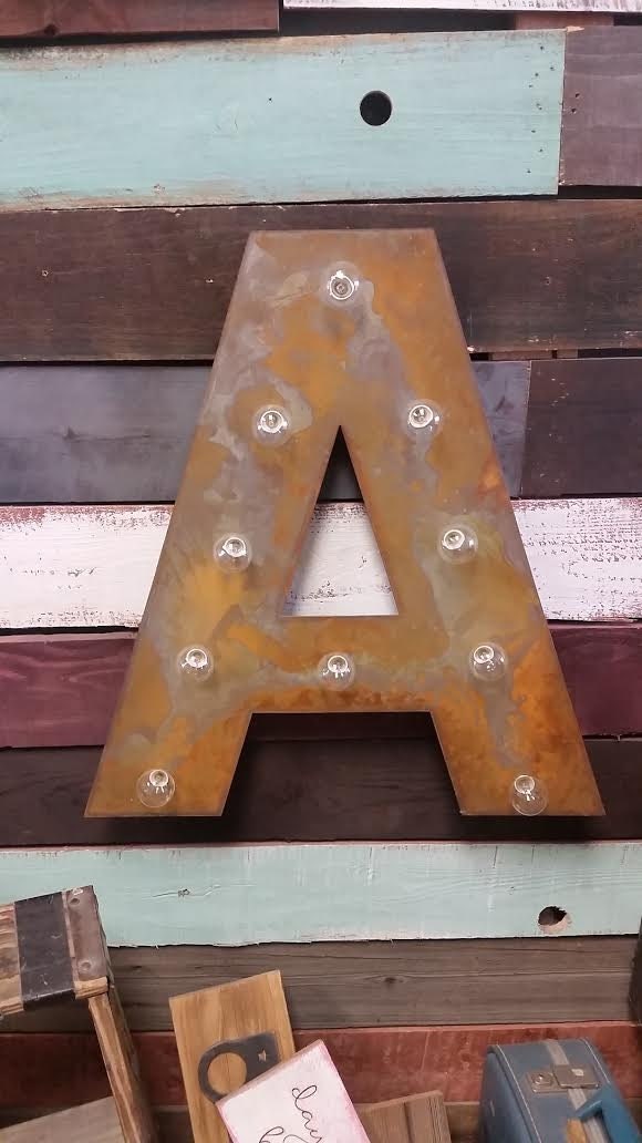 Metal Letter LARGE Old Vintage Style Marquee Letters Flat Metal Steel
