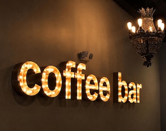 18 Inch Custom Metal Marquee Letter, Light Up Sign, Wrapped Steel Alphabet, Event Decor