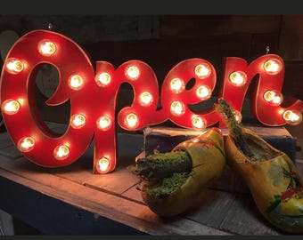 Handmade Maple Wood Lighted Open Sign | Boutique Store Window Decor
