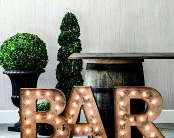 Metal marquee letters, marquee letter, light up letter, lighted letter, 14" to 24" game time bar