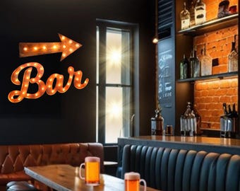Large steel marquee sign – custom lighted bar, home decor