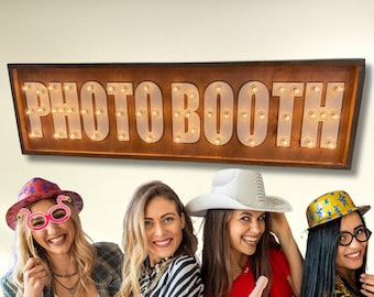 Custom Wood Marquee Sign with Lights, Personalized Name Sign Photos Photo Booth Coffee Open BAR