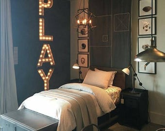 Vintage style marquee light up metal letters, 18" steel number set