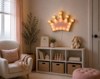 Handcrafted Princess Crown Marquee Sign | King or Queen Style, Lighted Event Decor