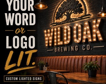 Custom Lighted Marquee Sign | Wood or Metal Business Logo Display | Bar Event Letters