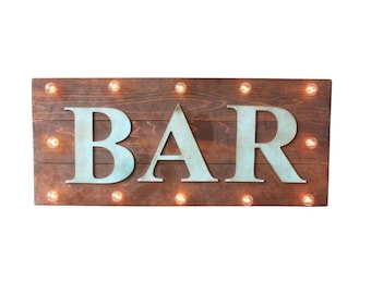 Custom vintage style lighted wood sign - bar, pub, home decor