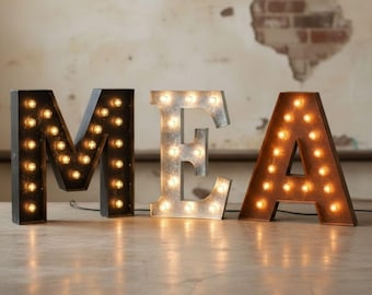 Steel Marquee Letters, Illuminated Light Up Sign, Custom Wedding Event Decor