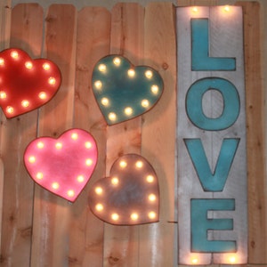 SALE Little Heart BIG Personality Vintage Inspired Marquee Lighted Wood... Valentines, Wedding, Anniversary, Gift