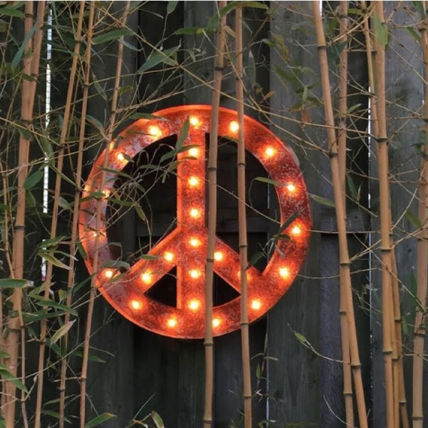 Marquee Sign Peace Sign Large Old Vintage Style Marquee Peace Sign Metal Steel..........Kids Teens Game Room Wedding Birthday Home Decor