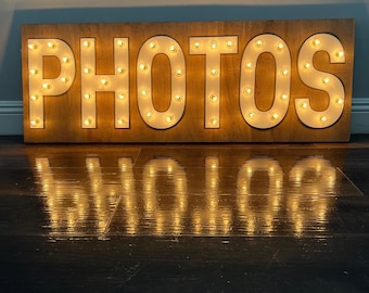 Custom wood marquee sign: lighted maple letters, 3d design