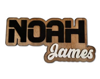 Large wood name sign, nursery name sign, girl name, above crib name, layered baby name, boy name, cut out, wedding decor, personalized sign