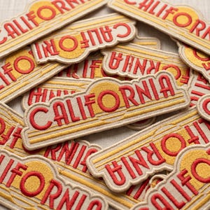 California Vintage Embroidered Patch, Retro Iron-On Applique, West Coast Badge