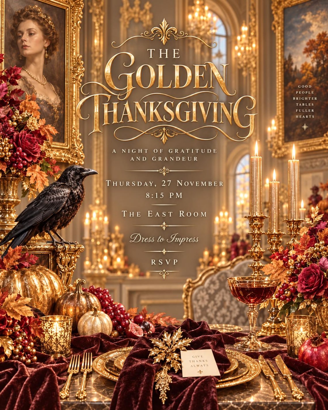 Luxury Thanksgiving Dinner Invitation, Elegant Autumn Soirée (digital ...