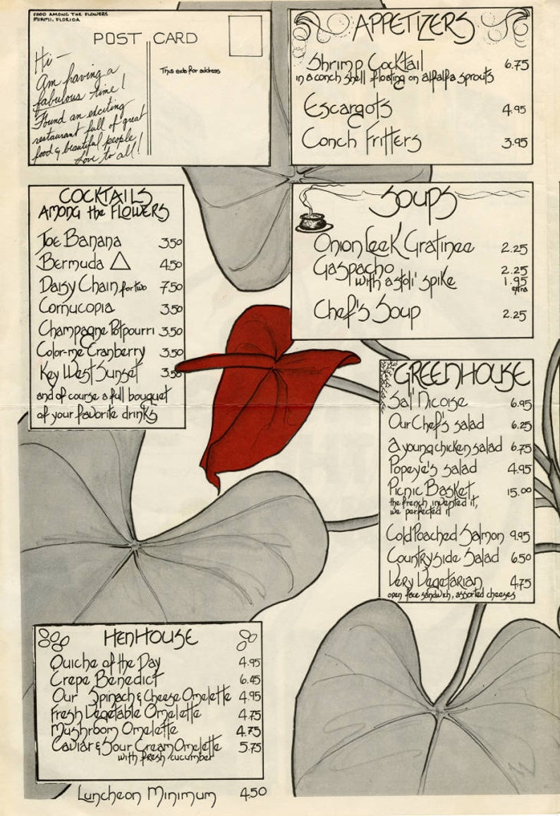 1980 S Miami Design District Restaurant Menu Food Etsy