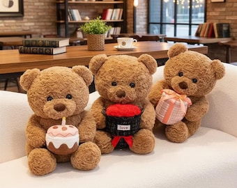Mother’s Day Gift for Mom – Cute Teddy Bear Plush, Romantic Gift with Flowers, Soft Toy Gift for Her, Birthday Gift