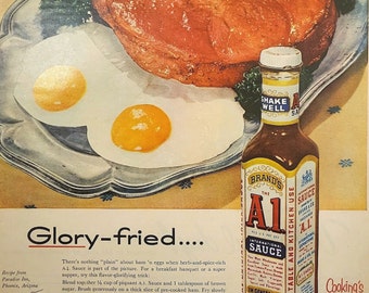 A1 Sauce Ad Original 1956 Vintage Kitchen Print Wall Decor Ready To Frame