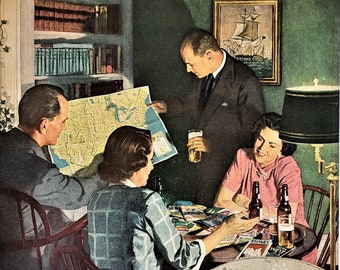 1948 Beer Brewers Ad "Planning the vacation" Ready To Frame