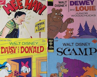 Comic Book Bundle~Walt Disney Scamp~Hee-Haw~Huey Dewey and Louie~Daisy & Donald