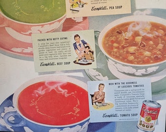 Campbell's Ads~Your choice~Original Vintage Magazine Advertisements Kitchen Decor