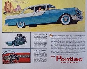 1955 Pontiac Strato-Streak V8 Original Vintage Magazine Ad