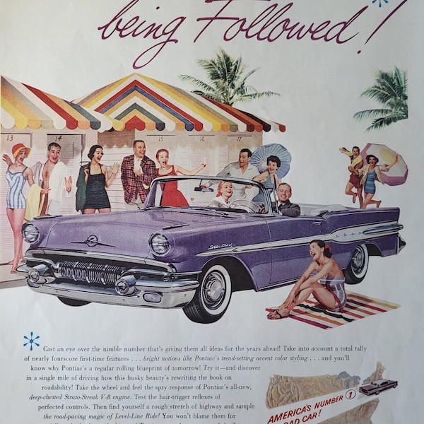 1957 Pontiac Star Chief Purple Original Vintage Ad