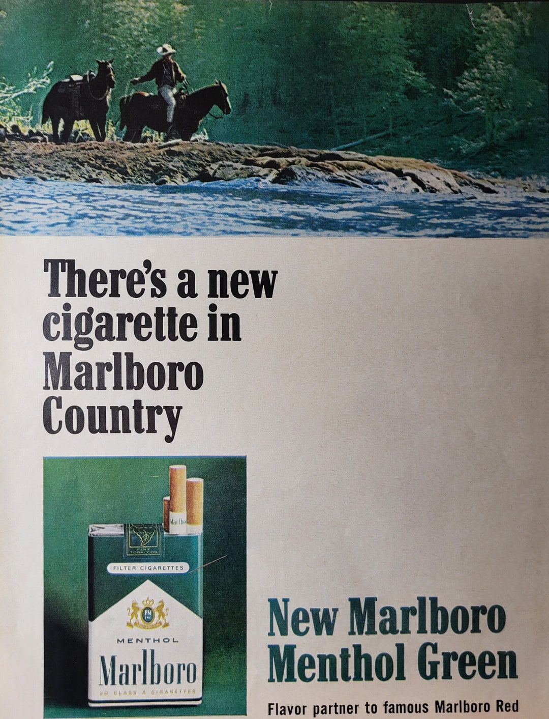MARLBORO MENTHOL GREEN Cigarettes Original 1960's Vintage Etsy
