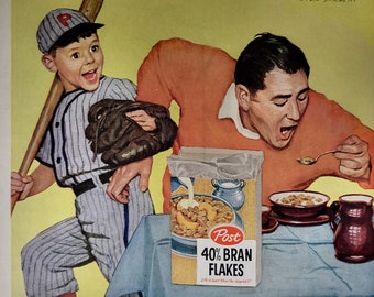 Cereal Ads~Your Choice~1950's Breakfast Food~Post Bran Flakes Post Toasties Kitchen Decor