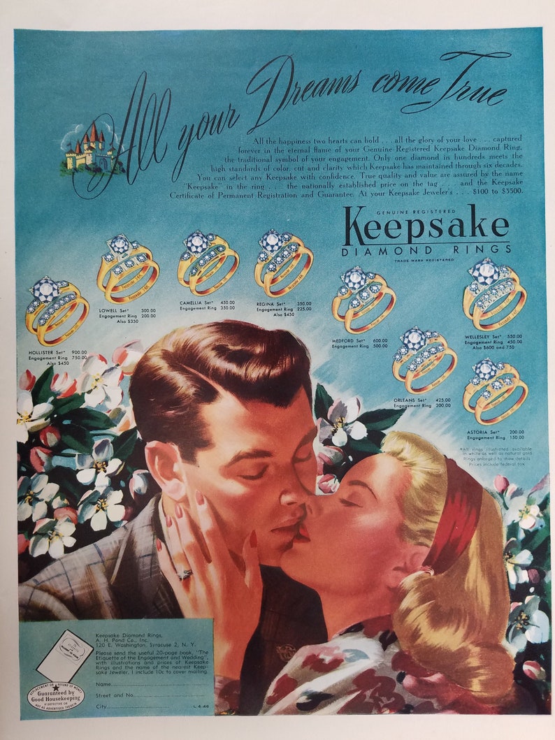 Keepsake Diamond Rings Original Vintage Magazine Ad Wedding Etsy