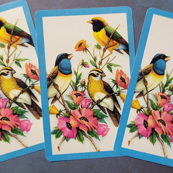 Vintage Playing Cards~Birds & Flowers~Vintage~Retro~Junk Journal~Scrapbooking~Collectible~Altered Art~Collage~Paper Crafting