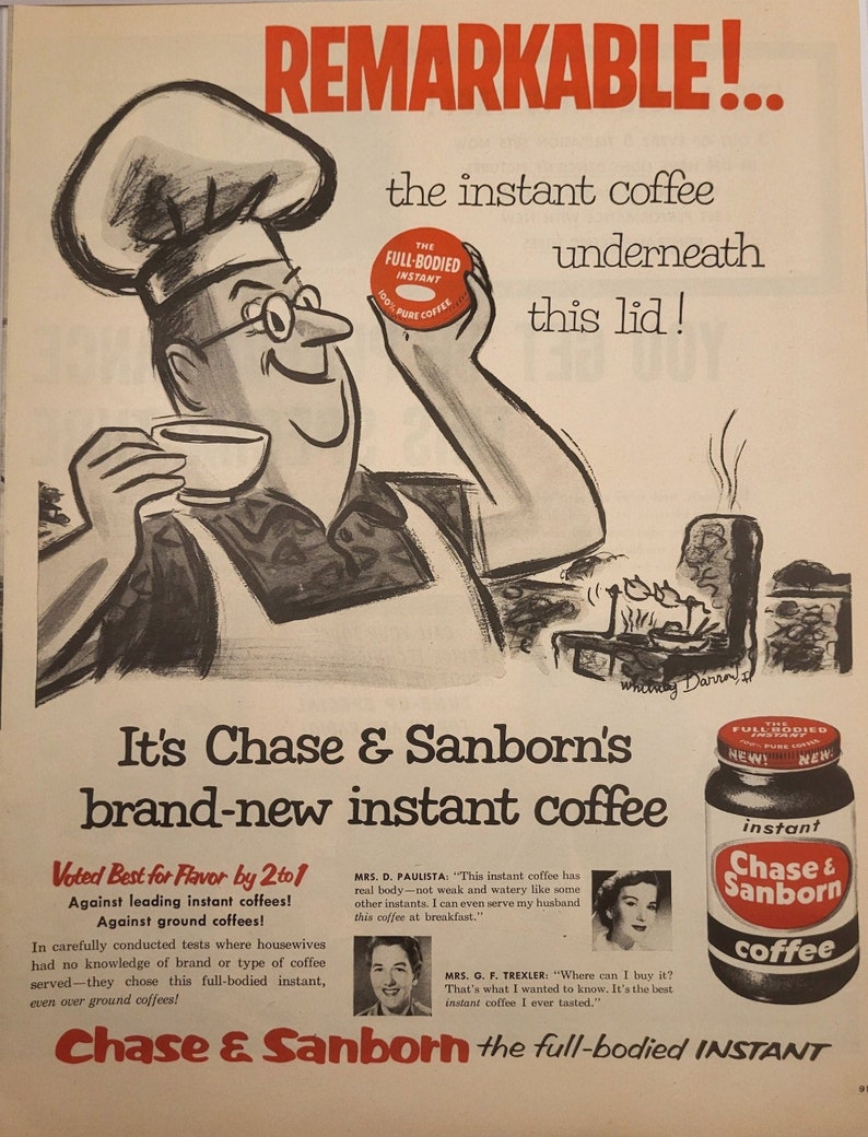 1956 Chase & Sanborn Ad Vintage Coffee Ad Original Ad Kitchen Print Wall Decor Ready To Frame image 1
