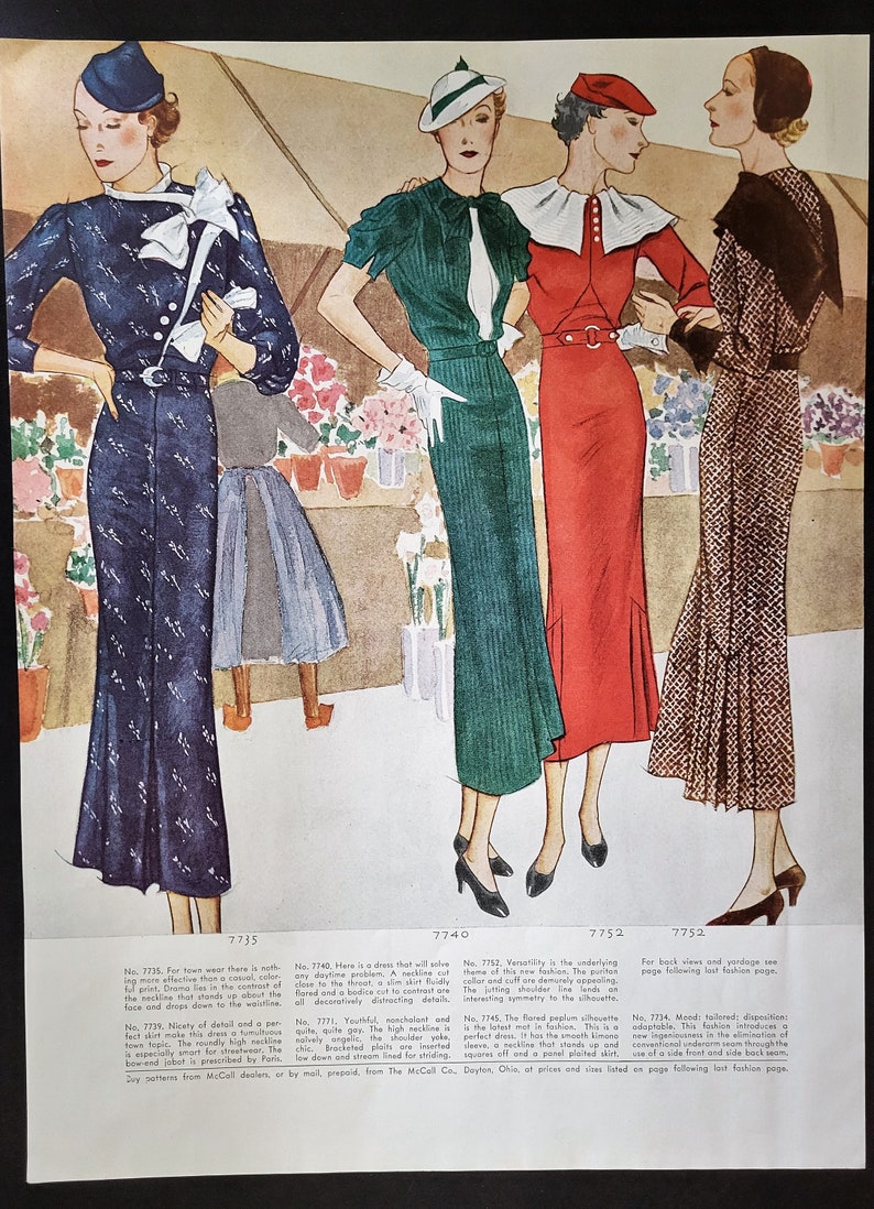 McCall's Fashions Pattern Ads Original Vintage Magazine Fashion Pages & Styles Ready To Frame image 2