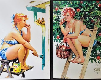 Lg. Hilda Magnets (2) Pin-Up Artist Duane Bryers Refrigerator Magnet Birthday Gift Christmas Present