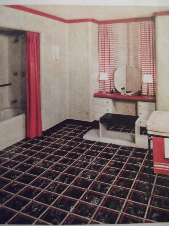 1930s Retro Bathroom Ad Adhesive Sealex Linoleum Bathroom Etsy