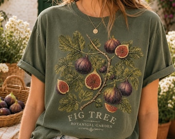 Retro Fig Shirt Comfort Colors Botanical Fruit Tee, Watercolor Fig Graphic, Cottagecore Garden Nature Gift for Women Fruit Fig Lovers