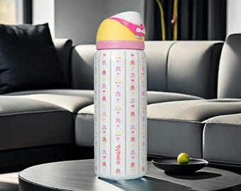 Owala Tumbler, 32oz Insulated Stainless Steel Water Bottle-Tumbler With Flower Design